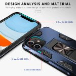 Wholesale iPhone 11 6.1 Military Grade Armor Protection Stand Magnetic Feature Case (Navy Blue)